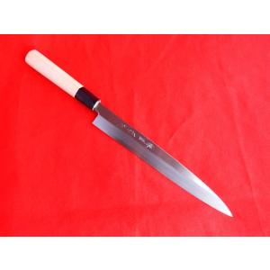 堺宏之作 白鋼 霞仕上げ 水牛桂柄 柳刃包丁 240mm(8寸)（刺身包丁