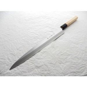 匠元兼 柳刃包丁 片刃 300mm 白紙1号 刃金つけ 水牛八角柄 木鞘付 極上