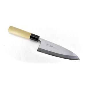 唯千里オリジナル堺製本霞青二鋼墨流し 切付柳刃 300 mm 【黒檀八角