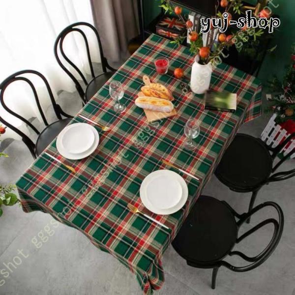 テーブルクロス 北欧 長方形 おしゃれ 赤と緑 チェック柄 小さめ 布 耐熱 汚れ防止 長方形テーブ...