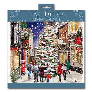 アドベントカレンダー クリスマス スクエア型ミディアム グリーティングカード 封筒付き