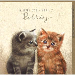 グリーティングカード 誕生日 2匹の子猫 動物 メッセージカード イラスト｜yujinia-yh