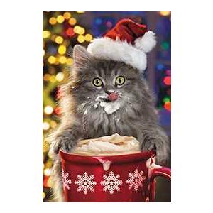 ミニカード クリスマスカード 大忙しの猫サンタシリーズ メッセージカード 封筒付き 白｜yujinia-yh