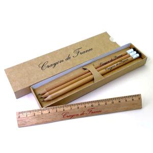 ブラックペンシルボックス 鉛筆3本ものさしセット クレヨン・デ・フランス ギフト フランス製  文房具 筆記用具｜yujinia-yh