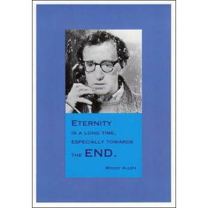 ポストカード モノクロ写真 ウディ・アレン 映画監督 永遠とは最も終わりに向かって長い時間である