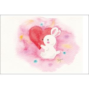 ポストカード イラスト marron125 恋するうさぎ 100×150mm 作家 水彩画 ウサギ ...