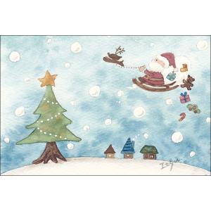 ポストカード クリスマス marron125 大忙しのサンタクロース 100×150mm サンタさん...