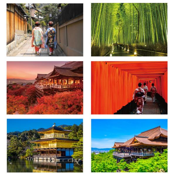 ポストカード6枚セット 日本風景 京都 祇園 金閣寺 清水寺 嵯峨野 105×150mm カラー写真...