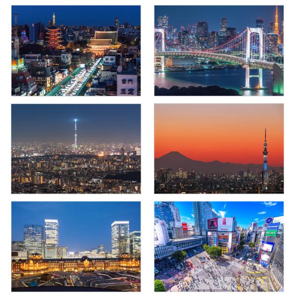 ポストカード6枚セット 日本風景 東京 浅草 渋谷 スカイツリー スクランブル交差点 105×150...