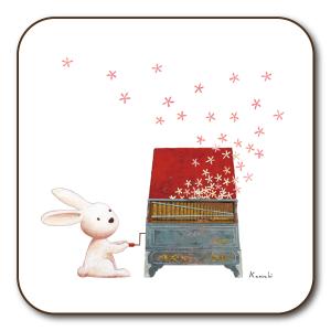 コースター 山田和明 うさぎオルガン 90×90mm ミュージック 絵本作家 かわいい 動物 楽器