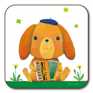 コースター 山田和明 たれ耳うさぎのロップくん ウサギ 90×90mm ミュージック 絵本作家 かわいい 動物 楽器