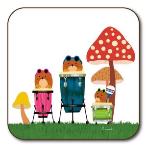 コースター 山田和明 アンとプチとパケ 90×90mm ミュージック 絵本作家 かわいい 動物 楽器
