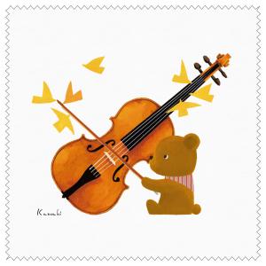 クリーニングクロス 山田和明 くまヴァイオリン 150×150mm ミュージック 絵本作家 メガネ拭き 動物 楽器