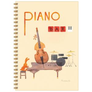 A5リングノート 山田和明 PIANO BAR 100P ミュージック 絵本作家 かわいい 動物 楽器 文房具