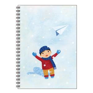 A5リングノート 山田和明 ゆきふるひにぼくは_紙ひこうき イラスト 絵本作家 メモ帳 かわいい おしゃれ 動物 楽器 ステーショナリー 文房具