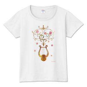 Tシャツ カットソー 山田和明 ハープの調べ レディース WM WLサイズ ホワイト ヘビーウェイト 綿100% 服 楽器 音楽