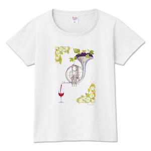 Tシャツ カットソー 山田和明 ワインのための協奏曲 レディース WM WLサイズ ホワイト ヘビーウェイト 綿100% 服 楽器 音楽