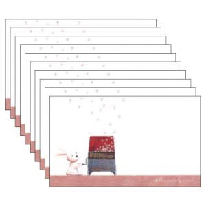 ミニ メッセージカード10枚セット 山田和明 うさぎオルガン 55×90mm 絵本作家 動物 楽器 音楽 イラスト