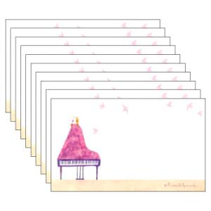 ミニ メッセージカード10枚セット 山田和明 ことり 55×90mm 絵本作家 動物 楽器 音楽 イラスト