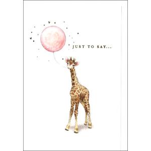 ミニグリーティングカード 多目的・ありがとう サンキュー キリンと風船 バレンタイン 母の日 おしゃ...