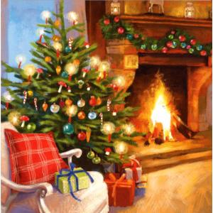 グリーティングカード クリスマス 暖炉のプレゼント メッセージカード おしゃれの商品画像