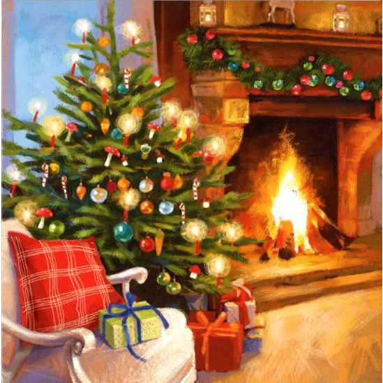 グリーティングカード クリスマス 暖炉のプレゼント メッセージカード おしゃれ ギフト
