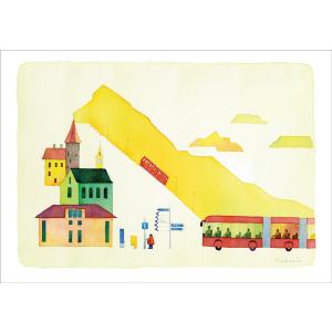 ポストカード イラスト 山田和明 ピラタス山へ 105×150mm 絵本作家 水彩画 郵便はがき