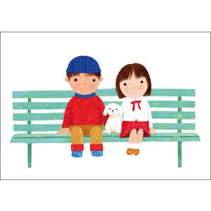 ポストカード イラスト 山田和明 ゆきふるひにぼくは_なかよし 105×150mm 絵本作家 冬の風景 水彩画