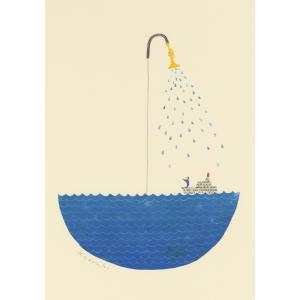 ポストカード 山田和明 Trumpet Shower 105×150mm 郵便はがき 絵本作家 楽器 イラスト