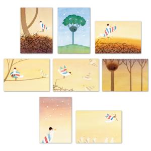 ポストカード8枚セット 山田和明 モノポの巣 105×150mm 絵本作家 水彩画 イラスト おしゃれ 楽器 メッセージカード 郵便はがき