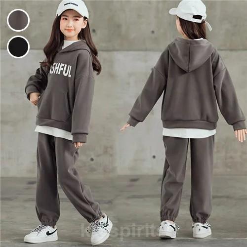 子供服 女の子 秋 冬 冬服 厚手 ジュニア パーカー パンツ スポーツ お出かけ 運動着 通学 女...