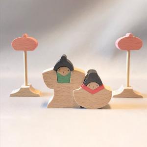 KH231 円びな五段飾り・小（特製・桜）小黒三郎 組み木のひな人形 : ゆ