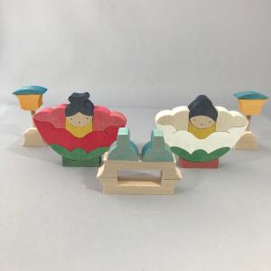 KH231 円びな五段飾り・小（特製・桜）小黒三郎 組み木のひな人形 : ゆ