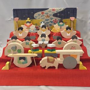 KH231 円びな五段飾り・小（特製・桜）小黒三郎 組み木のひな人形 : ゆ