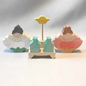 KH231 円びな五段飾り・小（特製・桜）小黒三郎 組み木のひな人形 : ゆ