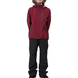 namelessage レインウェア 上下セット ストレッチ 防風 撥水 メンズ レディース NASR-310 レッド（フード脱着