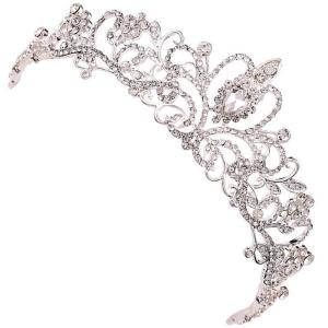 ティアラ（合金/銀）ウエディング髪飾り 花嫁ティアラ