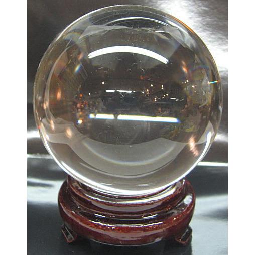 熔練 水晶玉（木製台付き）パワーストーン　直径８ｃｍ 　重さ649g