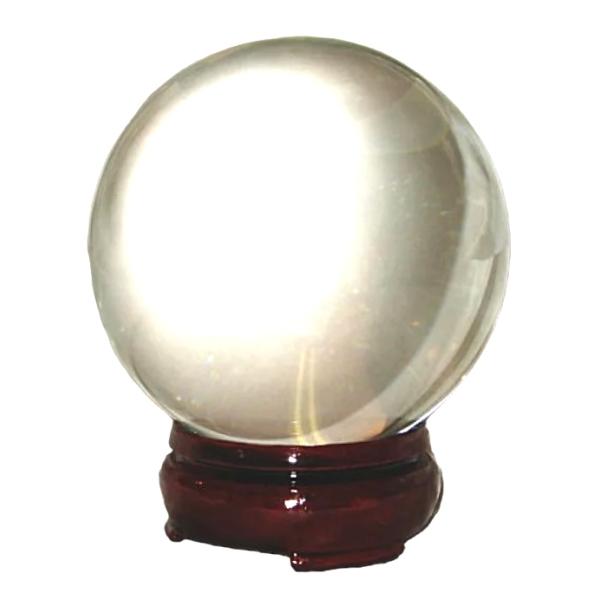 熔練 水晶玉（木製台付き,錦箱入れ) 水晶球　溶錬水晶 直径10cm パワーストーン