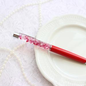 ハーバリウムボールペン　レッド　プリザーブドフラワー　花　誕生日　記念日　送別　退職　母の日　お祝い