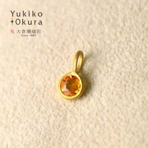 K18 オレンジサファイア ラウンド ペンダントトップ｜yukiko