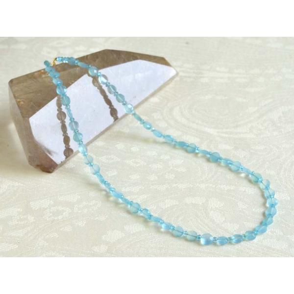 シルバー925( ゴールド仕上げ ) カルセドニー ブルートパーズ ショート ネックレス