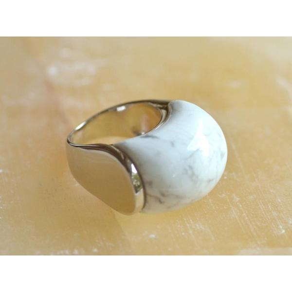 シルバー 925 ハウライト マグネサイト  ボリューム 大ぶり 天然石リング