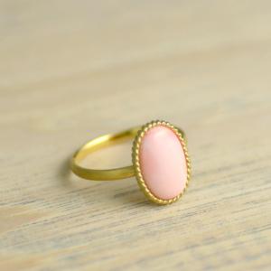 K18 モモイロ珊瑚 半円リング : ユキコ オオクラ 大倉珊瑚店