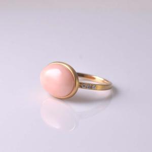 K18 モモイロ珊瑚 半円リング : ユキコ オオクラ 大倉珊瑚店