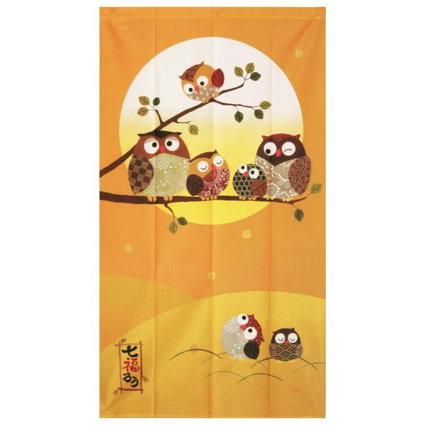 防炎のれん　防炎七福ろう　ゴールド　約82×150cm　matu-579712 noren 洗面所暖...