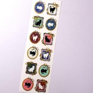 猫のシール 黒猫と白猫 キラキラシール ビジュ キャット FORON 和風 文房具 ステーショナリー 猫雑貨 ネコグッズ ねこ 雑貨 猫柄 キャット