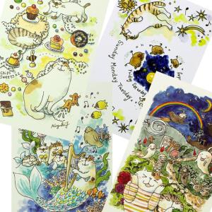 猫 ポストカード 夏はがき 三井ちかこ3枚入り 三毛猫と風鈴 絵葉書