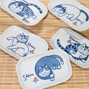 猫 小皿 呉須猫 菊割 3．5寸皿 有田焼 波佐見焼 日本 和風 和陶器 食器