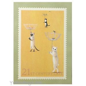 猫のポストカード 傘 ポタリングキャット 絵葉書 絵はがき 文房具 ステーショナリー 猫雑貨 ネコグッズ ねこ柄 キャット 雑貨 ネコ柄